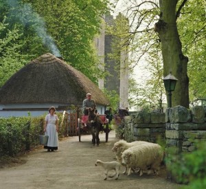 old village scene w-sheep - Copy